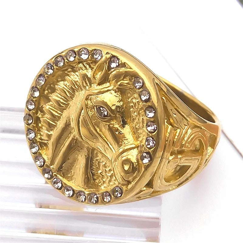 Stainless Steel Zodiac Horse Men's Ring