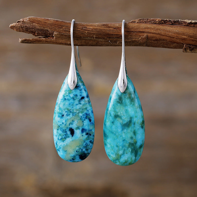 High-quality, Light-luxury Teardrop Natural Phoenix Stone Drop Earringstrendy European And American-style Vintage Jewelry From TEMU Thats Flying Off The Shelves