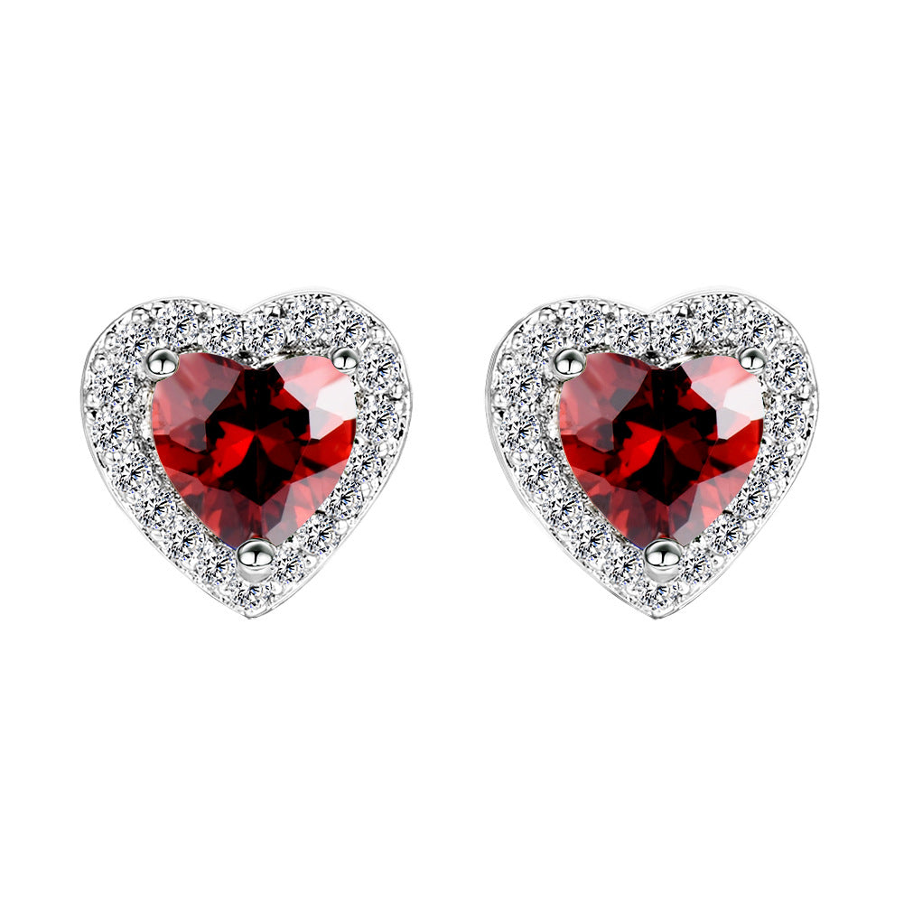 Heart-shaped Zircon Stud Earrings For Women