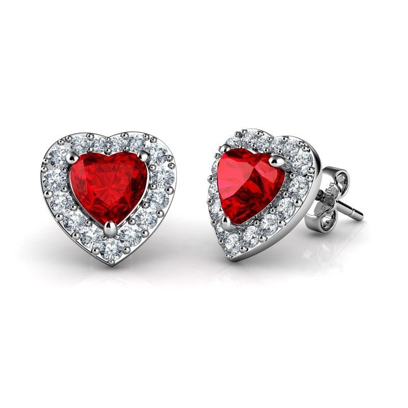 Heart-shaped Zircon Stud Earrings For Women
