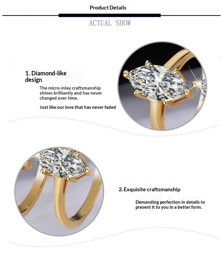 Silver Moissanite Marquise Ring Simple And Stylish