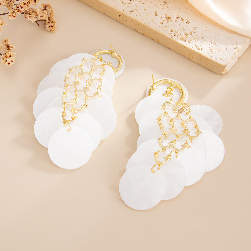 Vacation Multi-layer Disc Tassel Stud Earrings