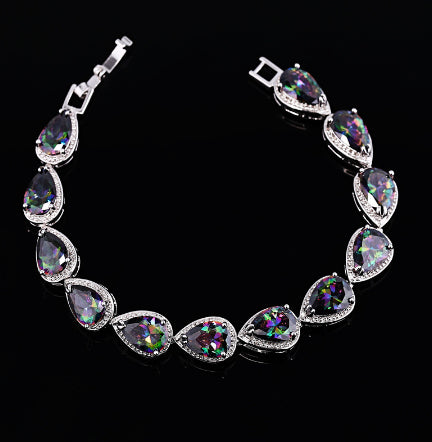 Womens Korean-Style Multicolor Gemstone Bracelet