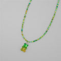 Gradient-colored Little Bear Seed Bead Necklace