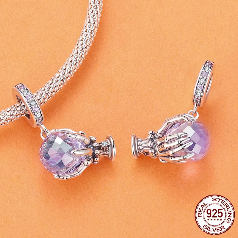 Halloween Magic Crystal Pendant Parts Sterling Silver Beads