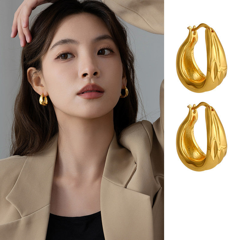 Golden Earrings Bold Light-luxury And Uniquely Stylish French-style Vintage Stud Earrings