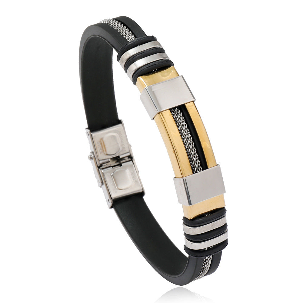 Fashionable Snake-Print Plated Steel Chain Bracelet