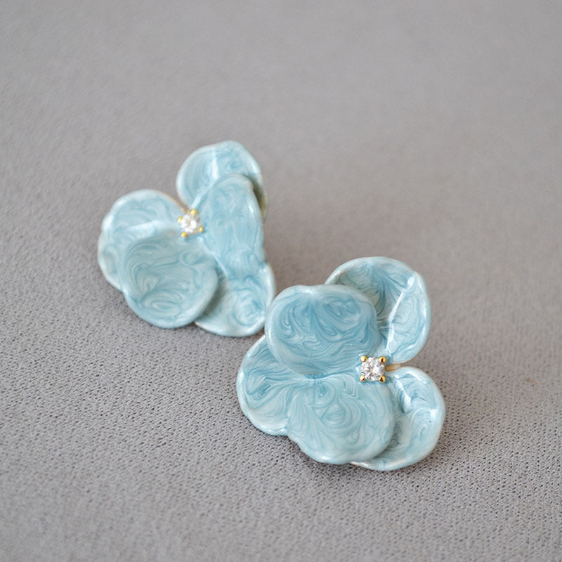 Handmade Enamel Orchid And Butterfly Earrings