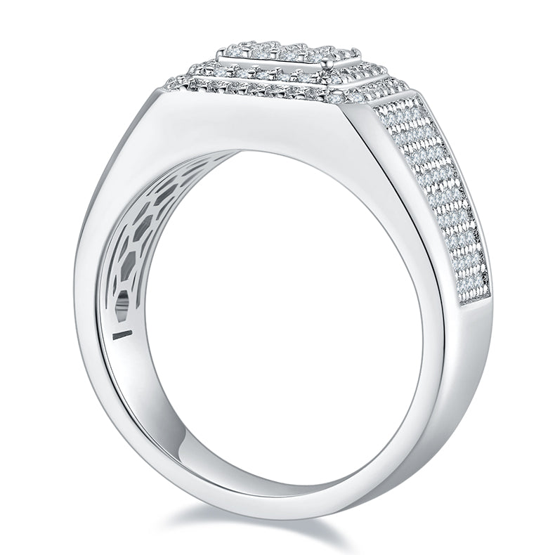 Men's Luxury And Fashionable Light Luxury Jewelry Silver Ring S925 Silver-plated Platinum Set With Top-quality Moissanite