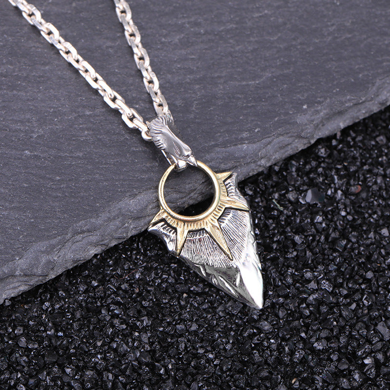 Fashion Simple Eagle Head Sun Spear Head Pendant
