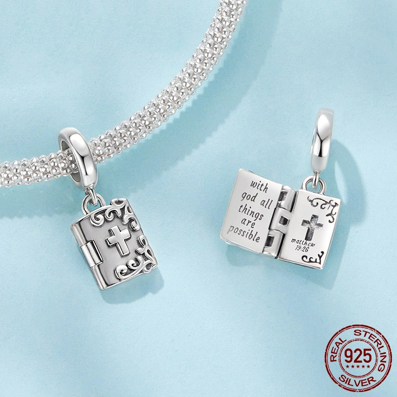 Open And Close Cross Pendant Ornaments S925 Sterling Silver Beads