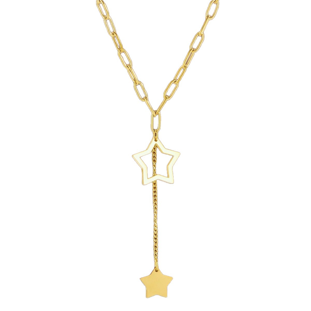 Stainless Steel Geometric Pentagram Chain Necklace