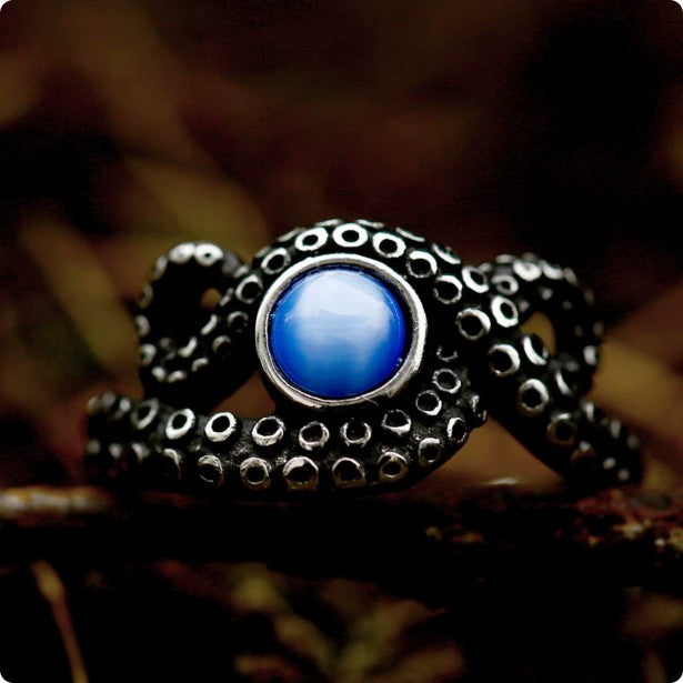 European And American Fashion Gemstone Retro Titanium Steel Ring For Men