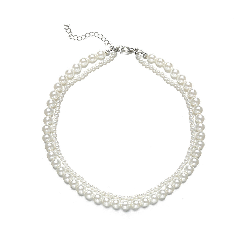Womens Double-Layer Pearl Necklace For Layering