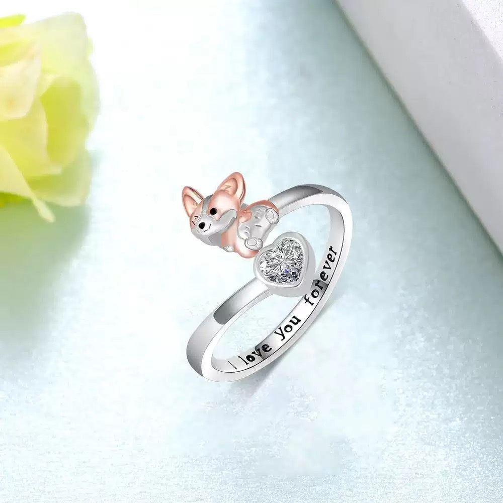 Fashionable And Simple Two Tone Elephant Bear Open Silver Ring