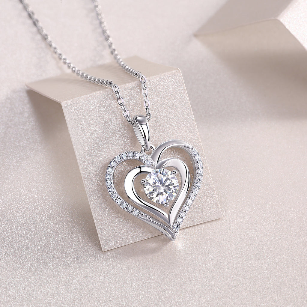Telepathy - Top-quality Moissanite Fashionable Light Luxury Jewelry Pendant Necklace S925 Silver Plated Platinum.