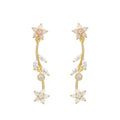 Korean-style Elegant Flower And Willow Leaf Stud Earrings Creative Long Design