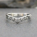 Womens Vintage Hollow Ring In Antique Silver With A Niche Heart Design And Aged Finish
