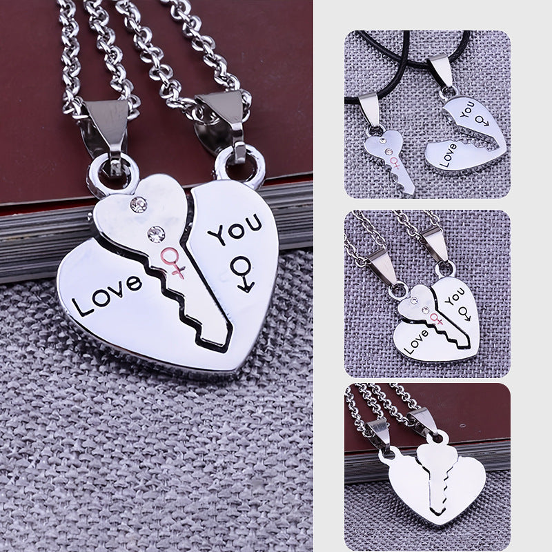 Creative Heart-Shaped Key Lock Couple Necklace