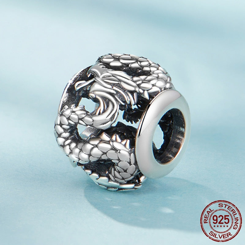 Chinese Style Flying Dragon Diy Accessories S925 Sterling Silver Mysterious Lucky Beads