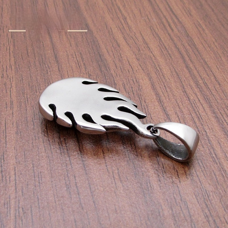 Retro Flame Skull Stainless Steel Pendant