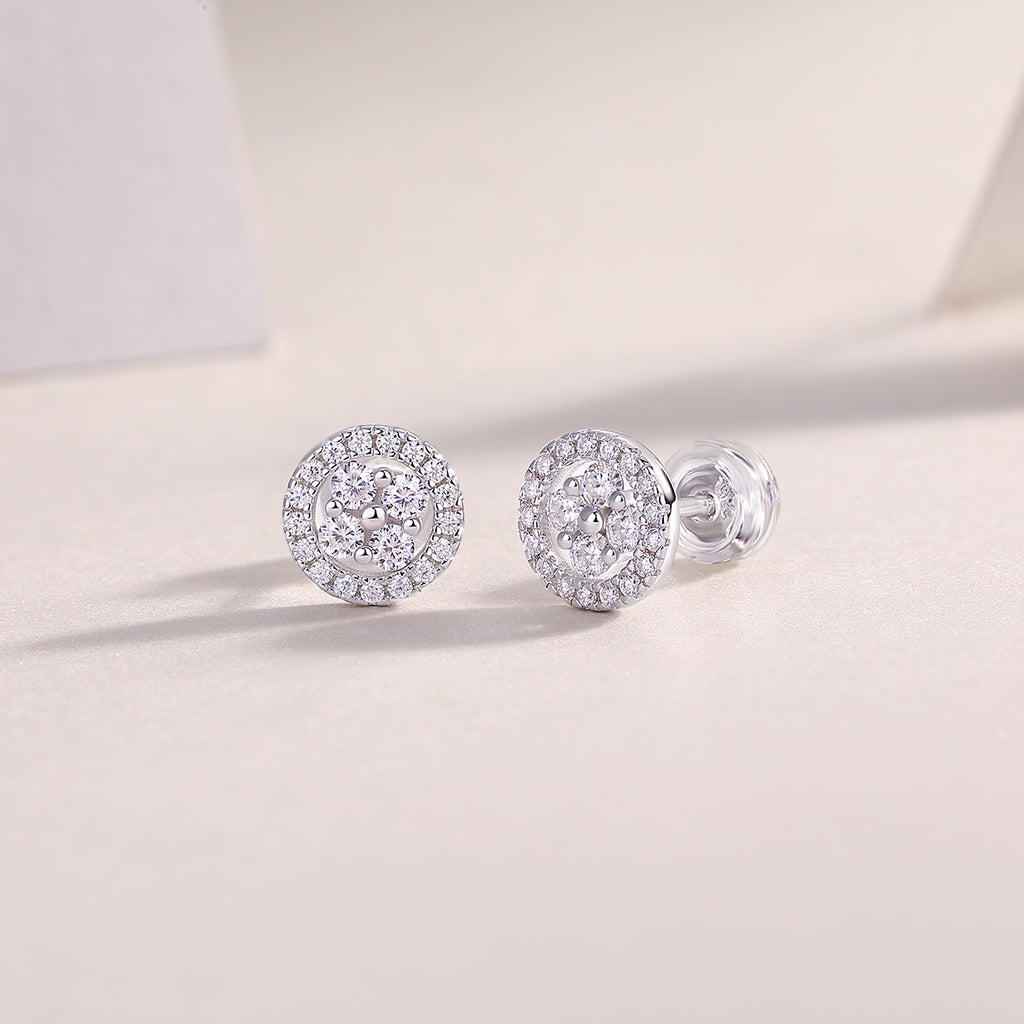 Moonlit Night Silver Osmanthus - Earrings Set With Top-quality Moissanite S925 Silver And Platinum-plated Stud Earrings, A Fashionable And Trendy Accessory, Can Be Tested With A Diamond Pen