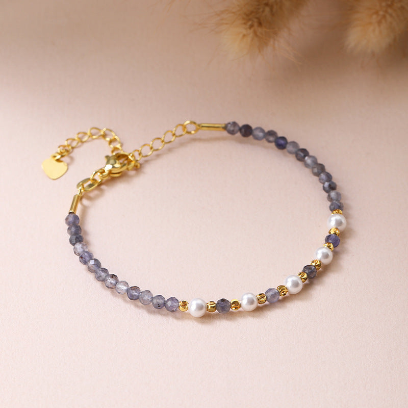 Womens Layered Crystal Bracelet And Beaded Necklace Set