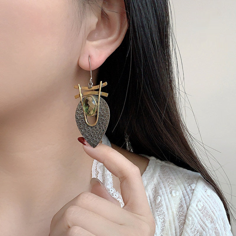Ladies S925 Silver Handmade Inlaid Crystal Earrings