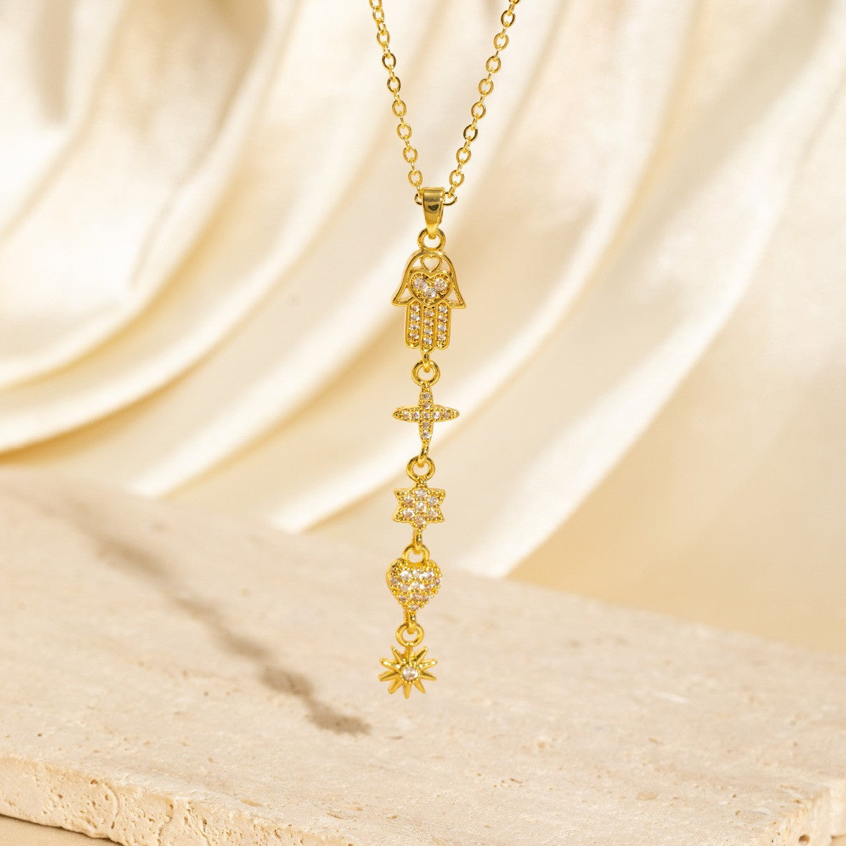 Exquisite Long Necklace With Colorful Zirconia And Elegant Tassels