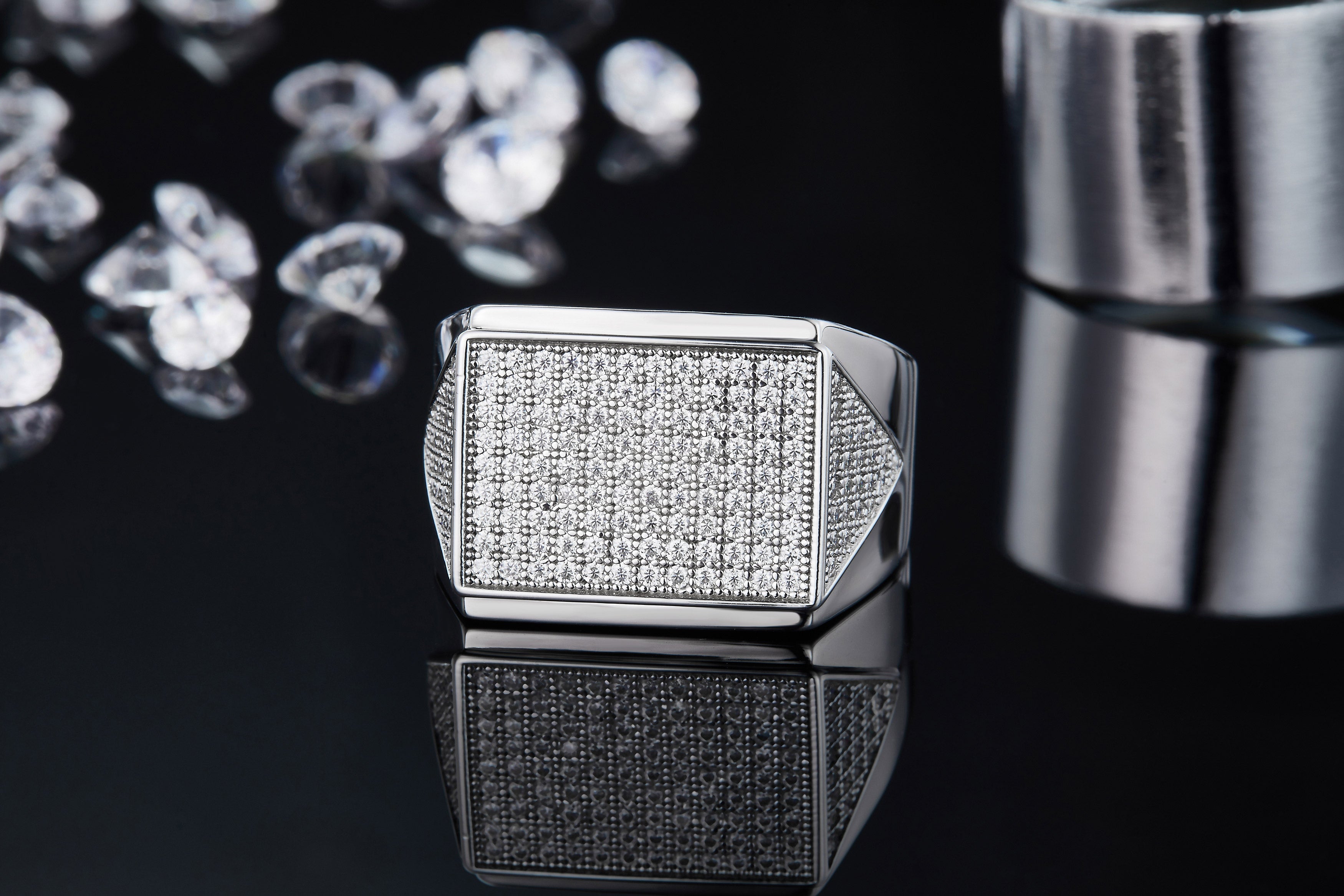 Men's Luxury And Fashionable Light Luxury Jewelry Silver Ring S925 Silver-plated Platinum Set With Top-quality Moissanite