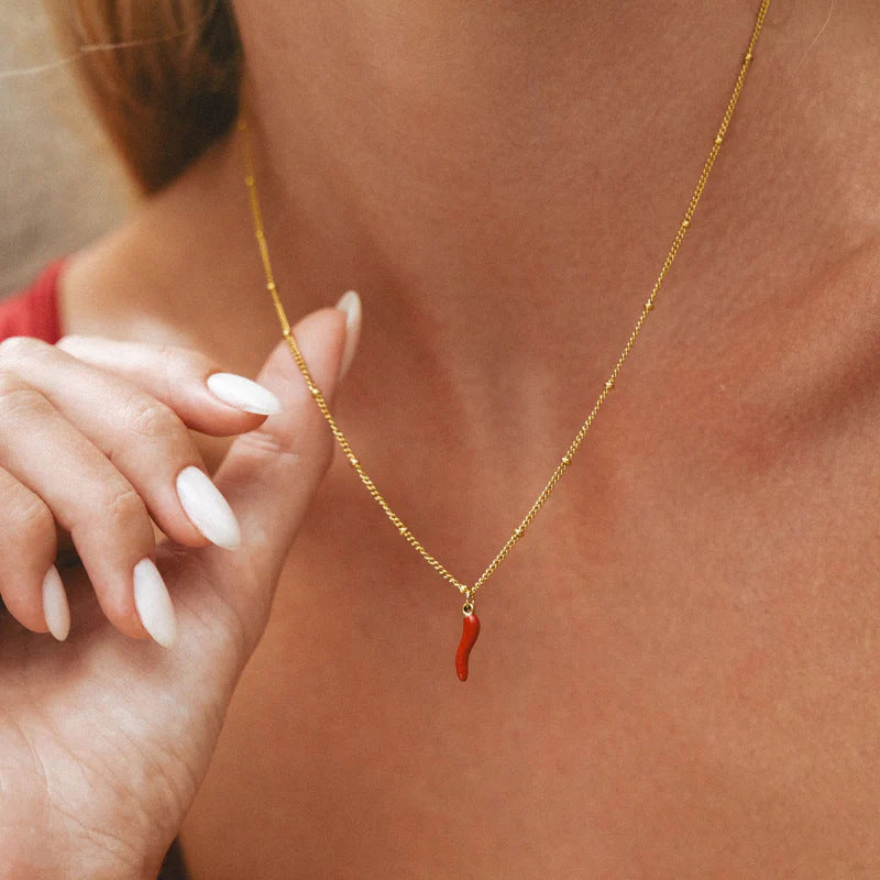 Stainless Steel Little Chili Pendant Necklace