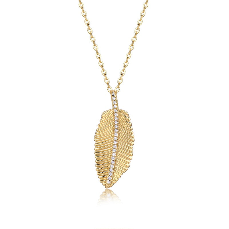 Fallen Leaves Starlight - A Fashionable And Trendy Necklace Pendant Set With Top-quality Moissanite S925 Silver And Gold-plated. It Can Be Tested With A Diamond Pen.