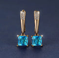 Champagne Gold Geometric Square Black Diamond Ear Clips Light Luxury Earrings