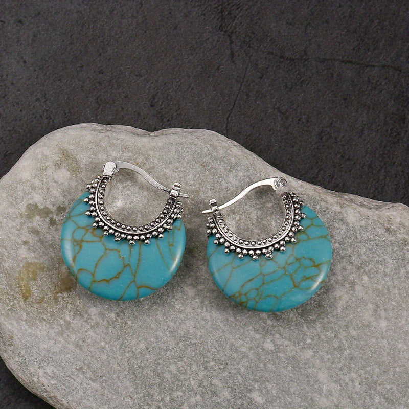 Retro Minimalist Alloy Ring Earrings For Women