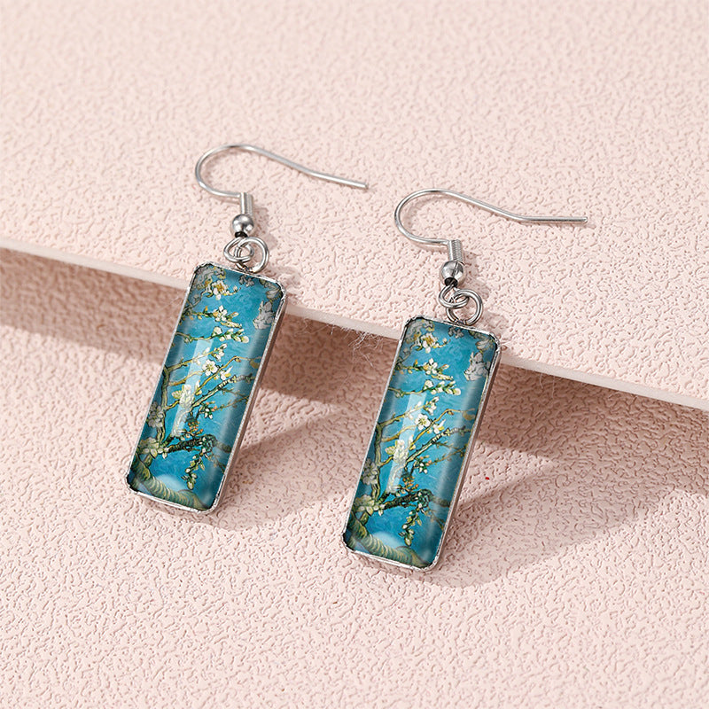 Womens Starry Night Time Gem Glass Earrings