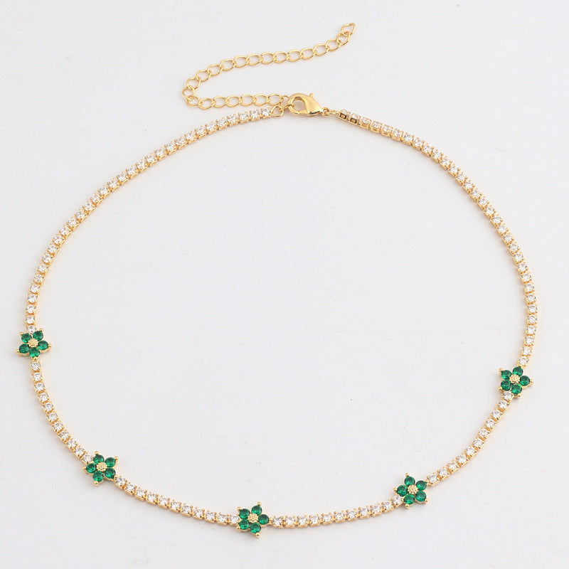 Flower Necklace With Delicate Micro-paved Zircons