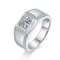 Men's 1-carat Luxury And Fashionable Light Luxury Jewelry Silver Ring Set With Top-quality Moissanite, S925 Silver-plated Platinum
