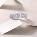 Cold Moonlight - Set With Top-quality Moissanite S925 Silver And Platinum-plated Diamond Wedding Ring. The Ring Can Be Inspected With A Diamond Pen