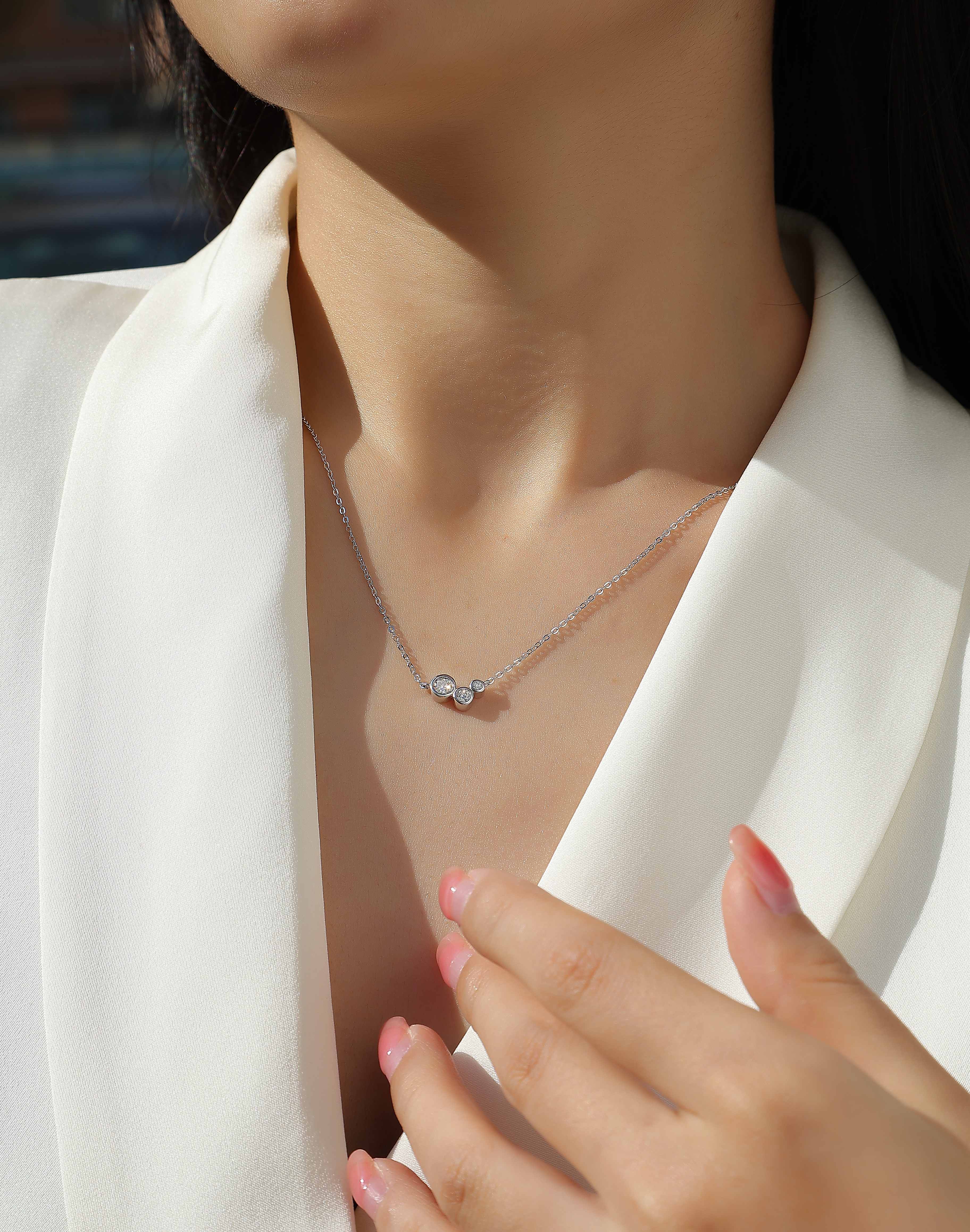 White Dew - Top-quality Moissanite Fashion Light Luxury Jewelry Pendant Necklace S925 Silver Plated Platinum