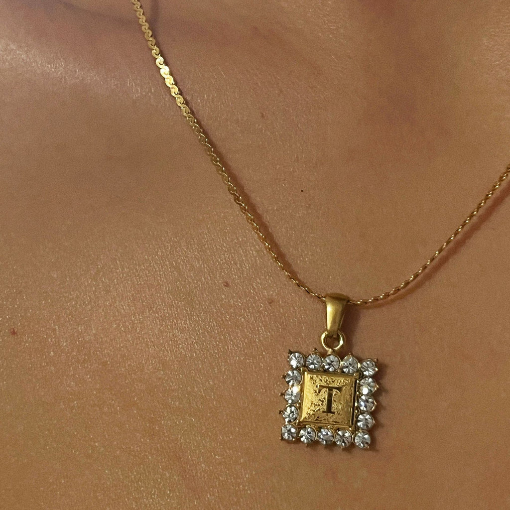 Personalized 18k Gold plated Fully Diamond encrusted Letter Pendant With A Variety Of Chain Options