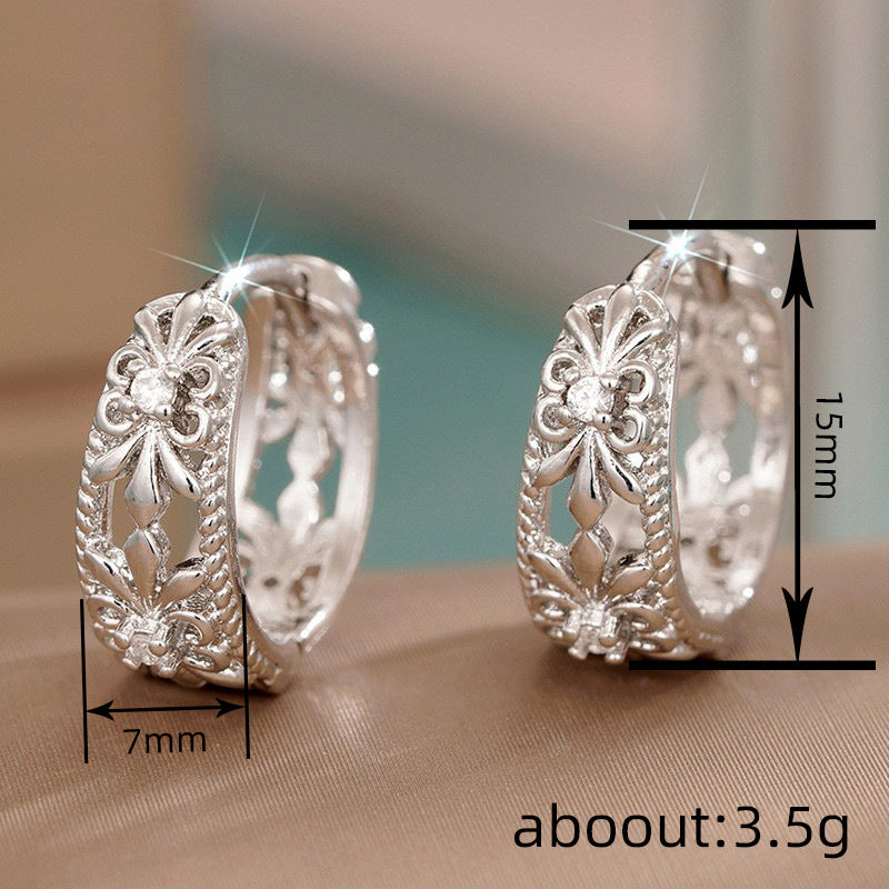 Womens Metal Cutout Flower Earrings