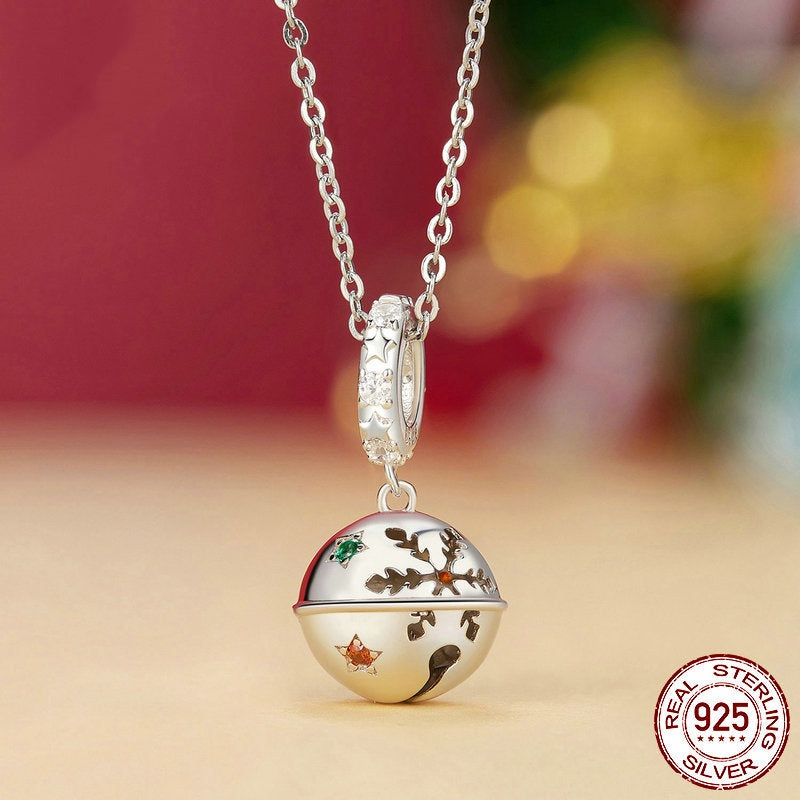 Christmas Bell Diy Pendant Parts S925 Sterling Silver Beads