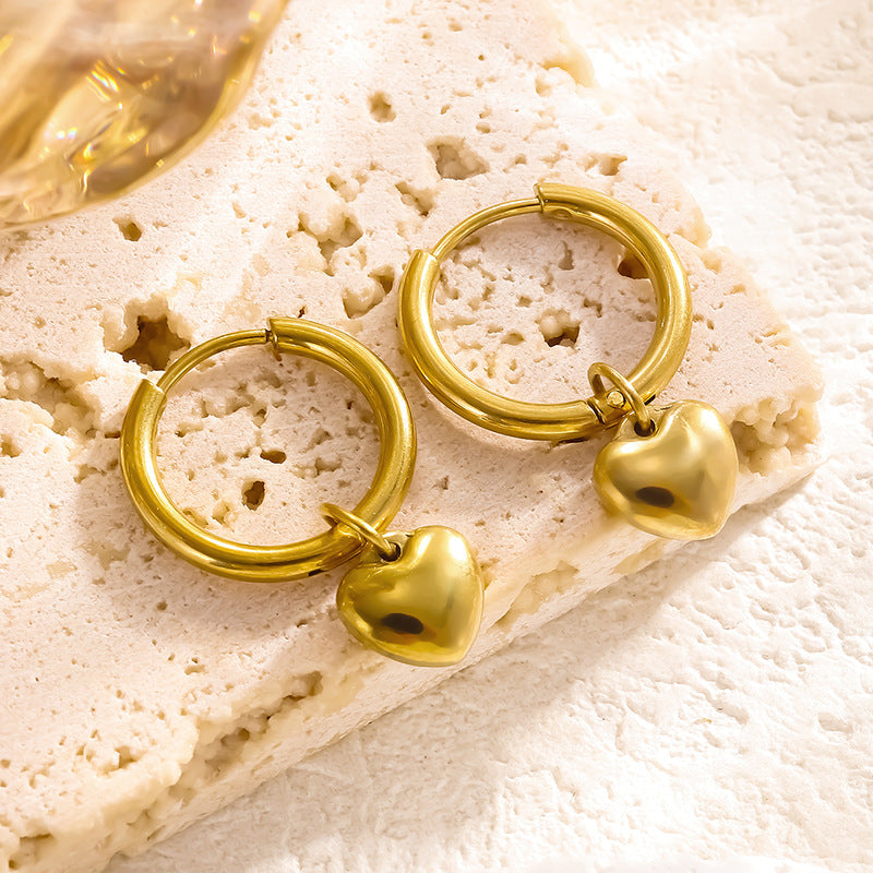 Girls Gold-colored Non-fading Heart Earrings