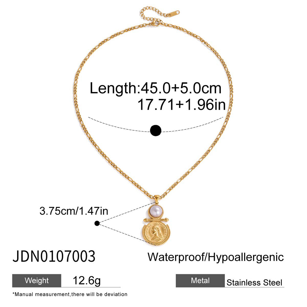 Elegant Understated Design With A Classic 18K Gold Stainless Steel Necklace