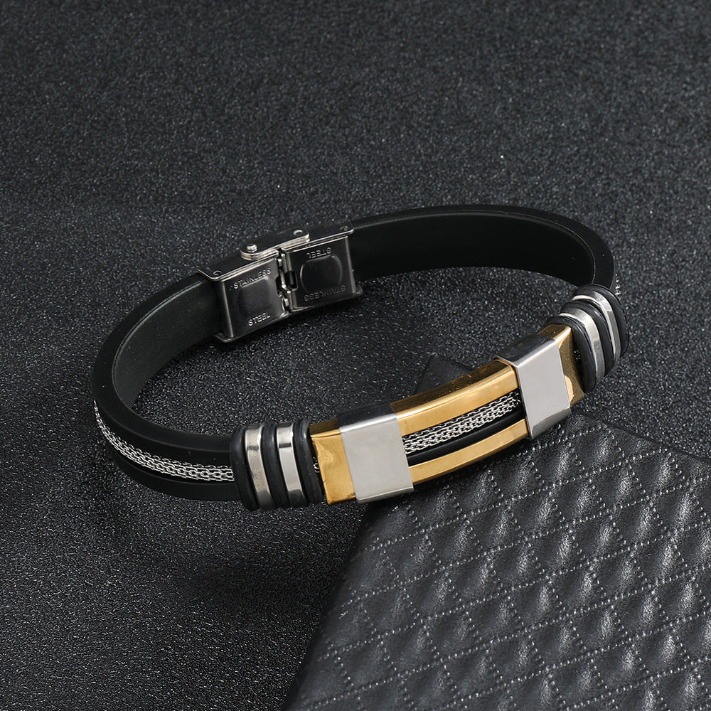 Fashionable Snake-Print Plated Steel Chain Bracelet