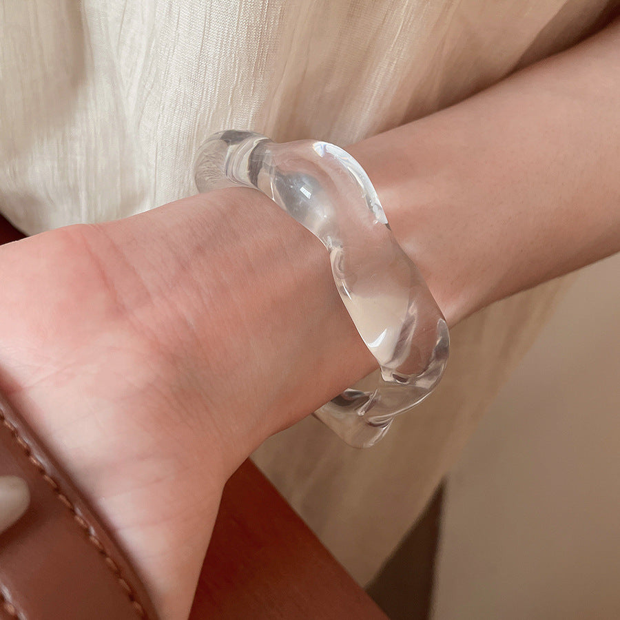 Acrylic Marbled Irregular Open Bracelet