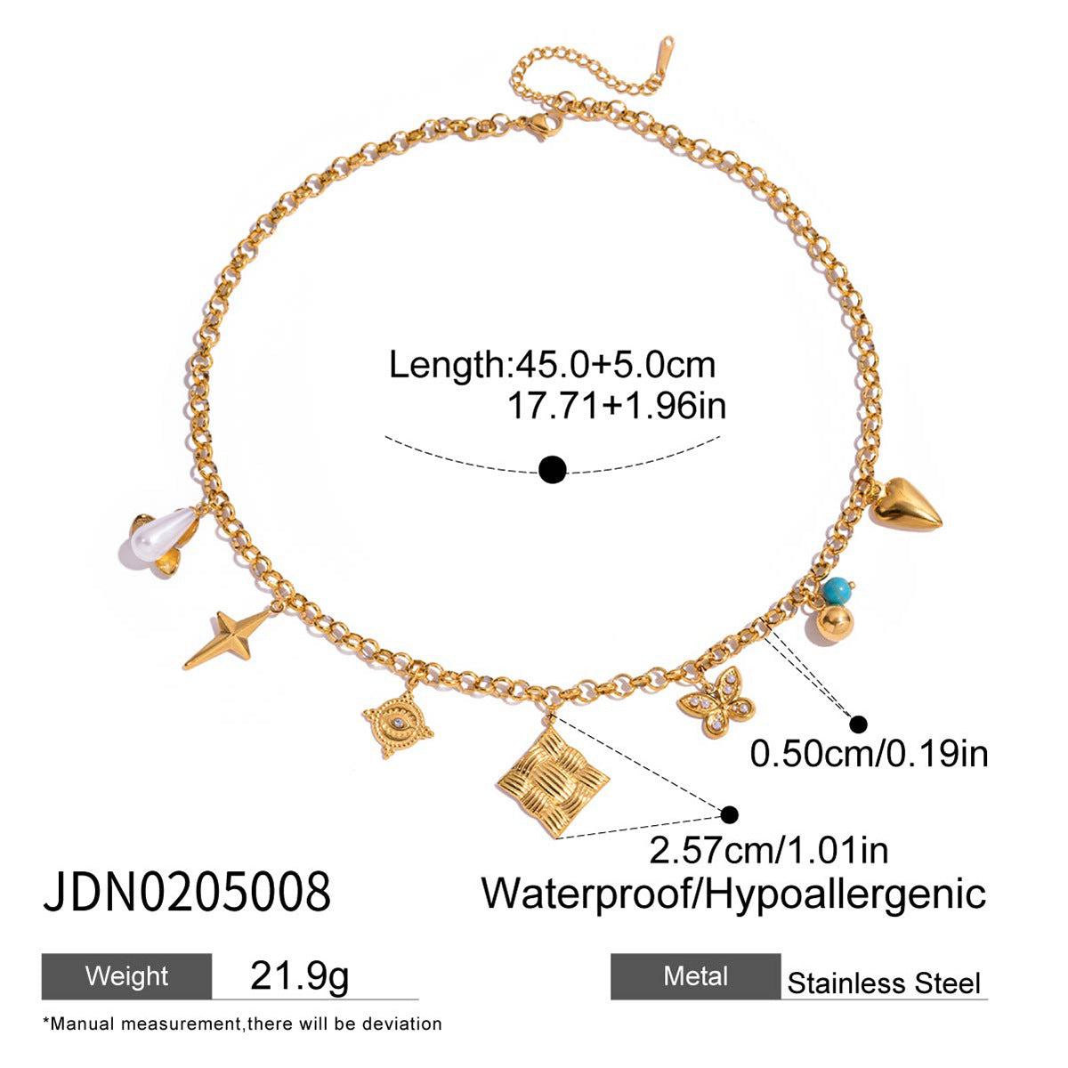 Romantic 18K Gold Stainless Steel Pearl-drip Cherry Pendant Stainless Steel Necklace