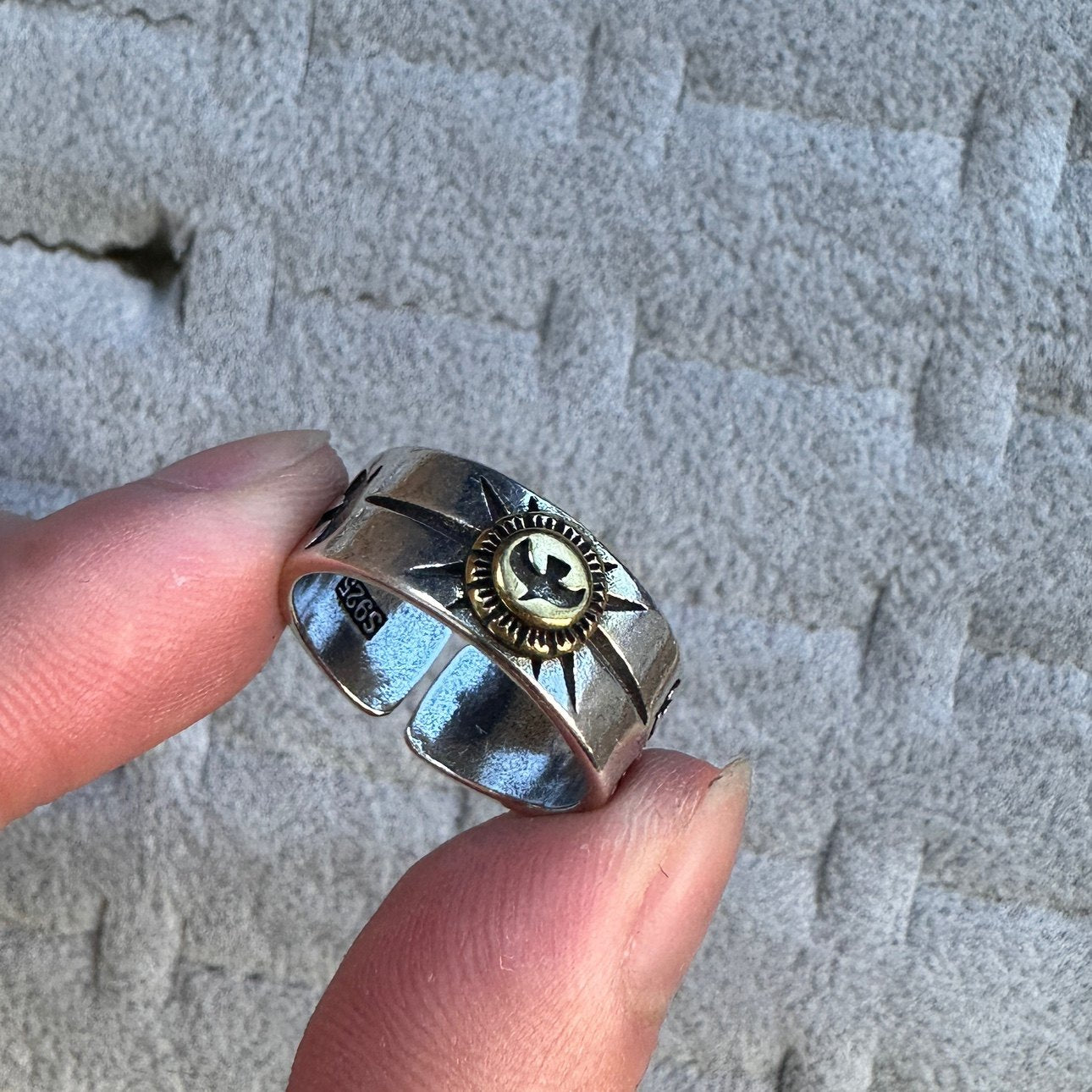 Vintage Vintage Men's Niche Adjustable Ring With An Open Mouth