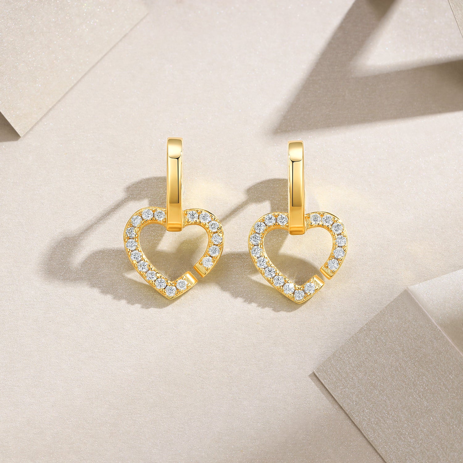 Heart-shaped Moissanite Set With Top-quality Moissanite Luxury Fashion Light Luxury Jewelry Silver Stud Earrings S925 Silver Electroplated Gold