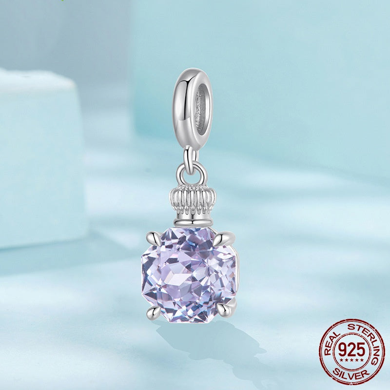 Purple Perfume Bottle Diy Pendant Parts Fashion S925 Sterling Silver Beads